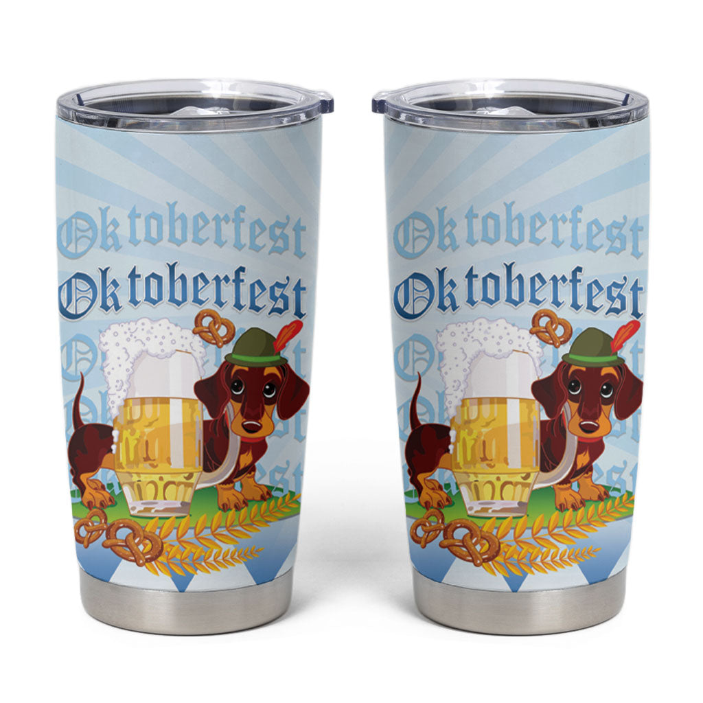 Germany Oktoberfest Tumbler Cup Dachshund Beer and Bavarian Pretzel