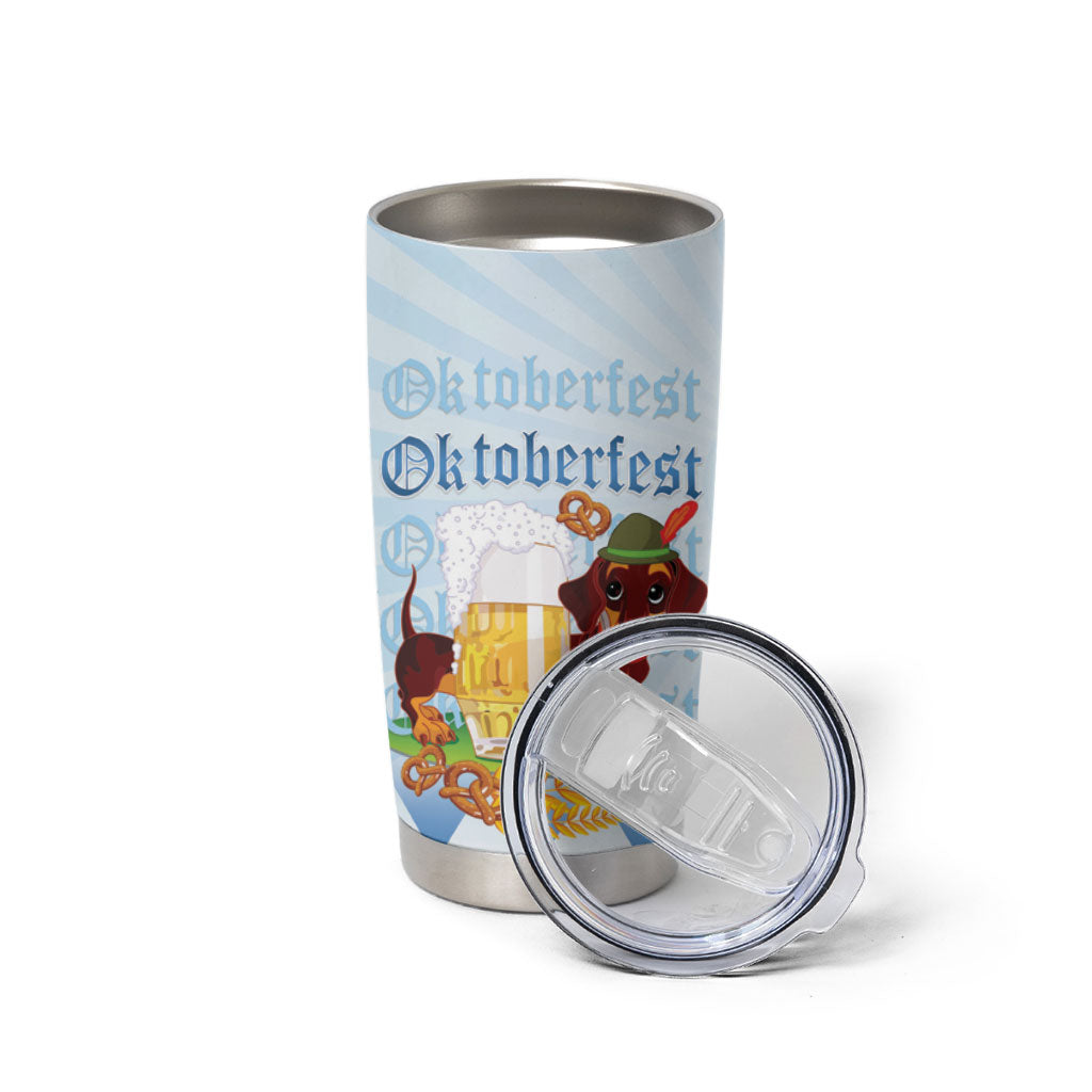 Germany Oktoberfest Tumbler Cup Dachshund Beer and Bavarian Pretzel