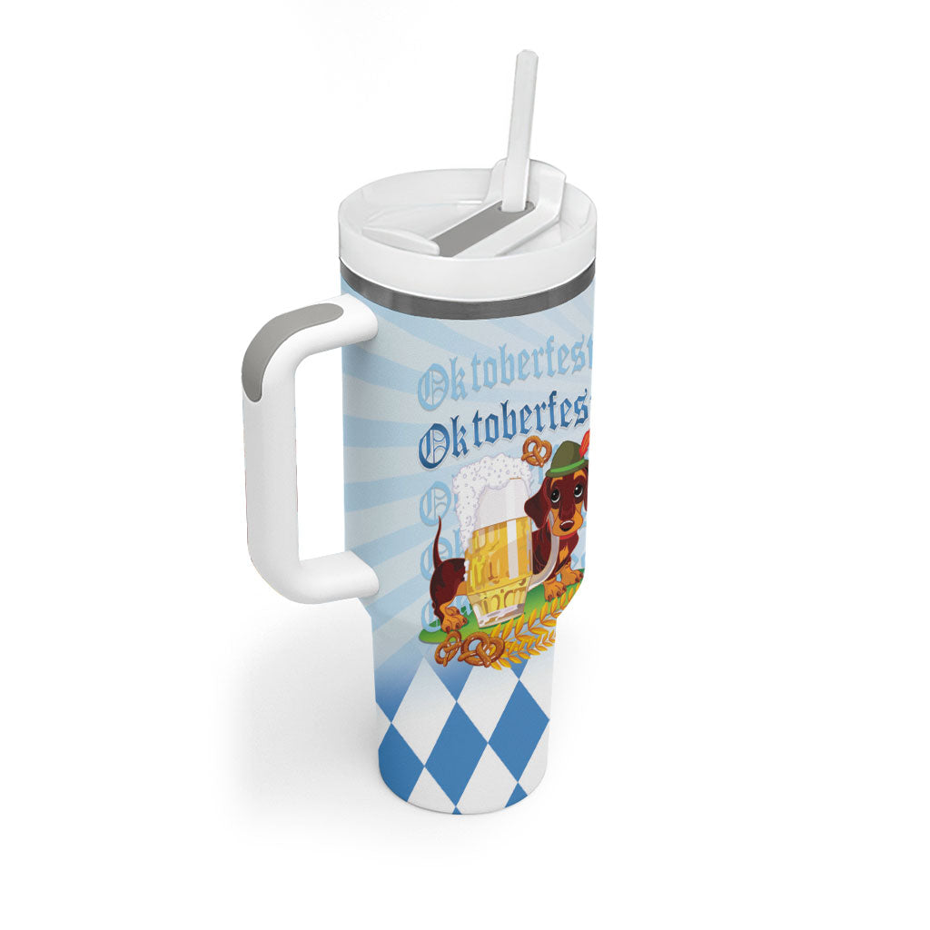 Germany Oktoberfest Tumbler With Handle Dachshund Beer and Bavarian Pretzel