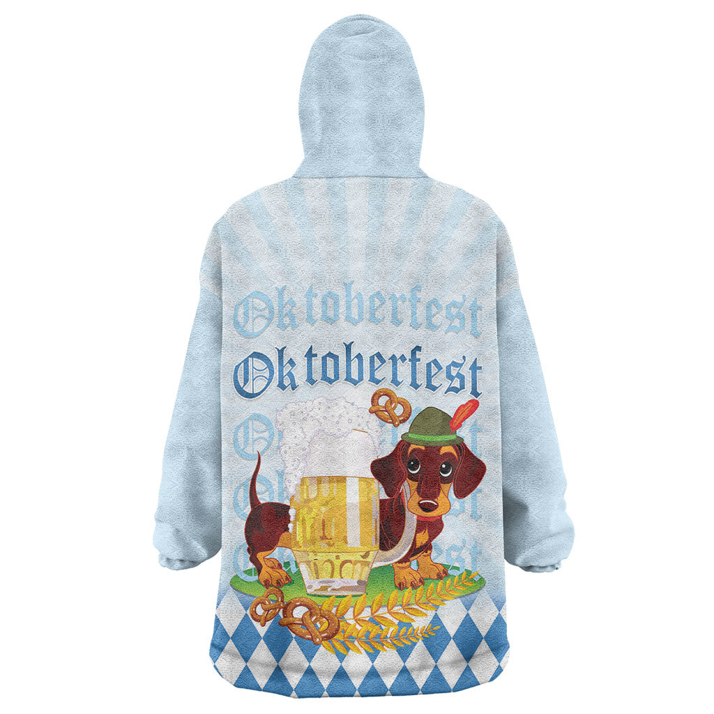 Germany Oktoberfest Wearable Blanket Hoodie Dachshund Beer and Bavarian Pretzel