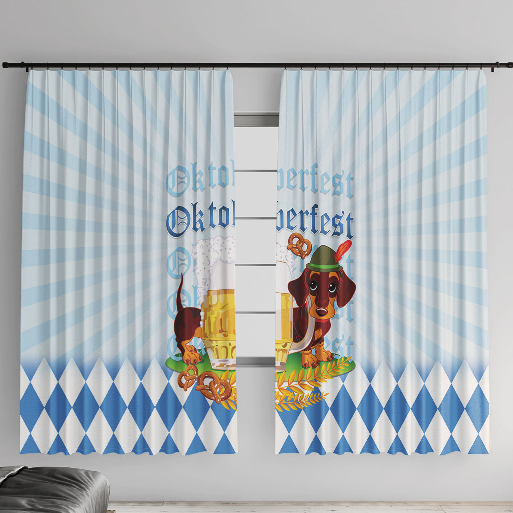 Germany Oktoberfest Window Curtain Dachshund Beer and Bavarian Pretzel
