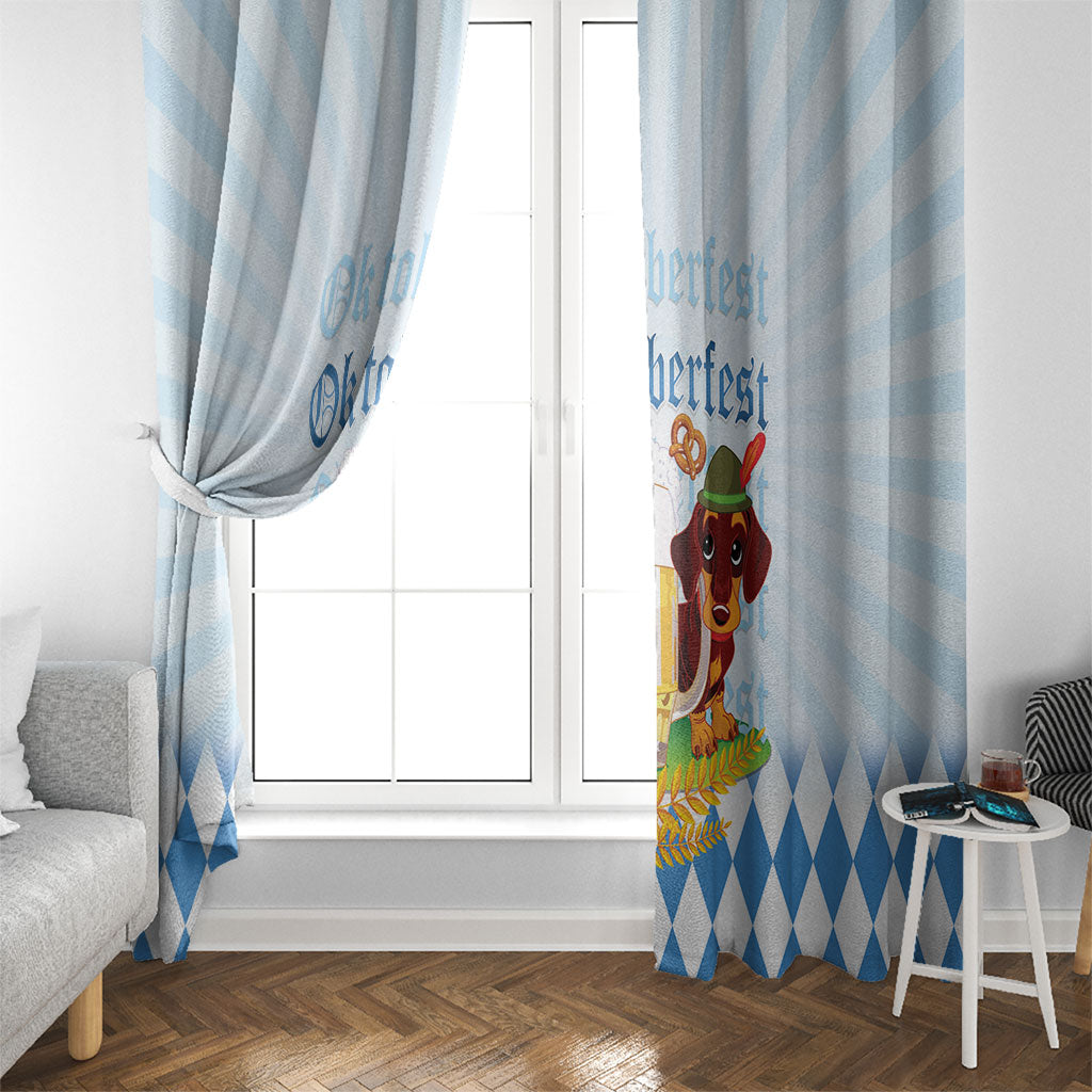 Germany Oktoberfest Window Curtain Dachshund Beer and Bavarian Pretzel