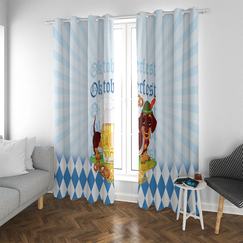 Germany Oktoberfest Window Curtain Dachshund Beer and Bavarian Pretzel