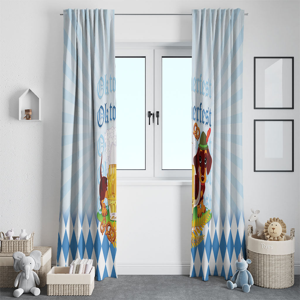Germany Oktoberfest Window Curtain Dachshund Beer and Bavarian Pretzel