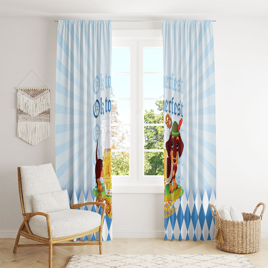 Germany Oktoberfest Window Curtain Dachshund Beer and Bavarian Pretzel