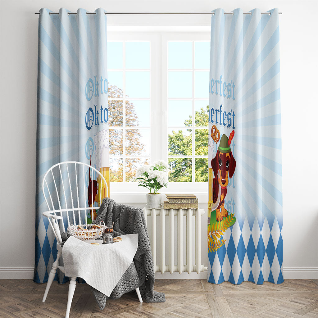Germany Oktoberfest Window Curtain Dachshund Beer and Bavarian Pretzel