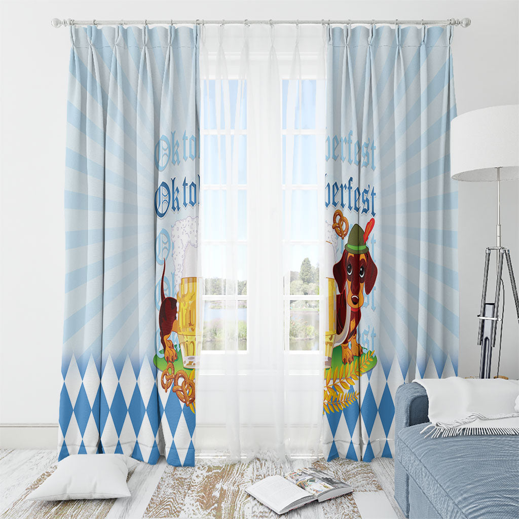 Germany Oktoberfest Window Curtain Dachshund Beer and Bavarian Pretzel