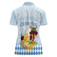 Germany Oktoberfest Women Polo Shirt Dachshund Beer and Bavarian Pretzel