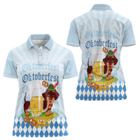 Germany Oktoberfest Women Polo Shirt Dachshund Beer and Bavarian Pretzel