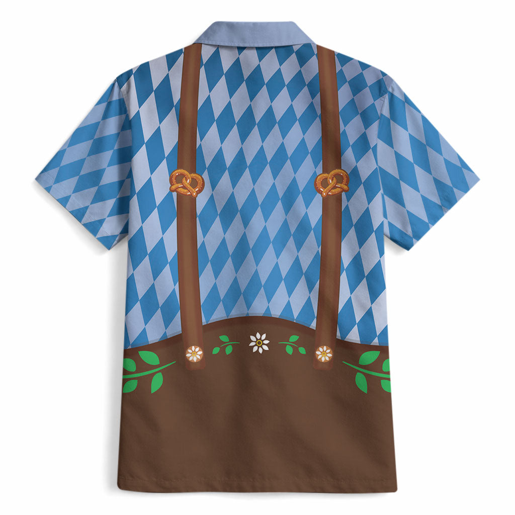 Lederhosen Oktoberfest Hawaiian Shirt Beers Bavarian Diamond Pattern