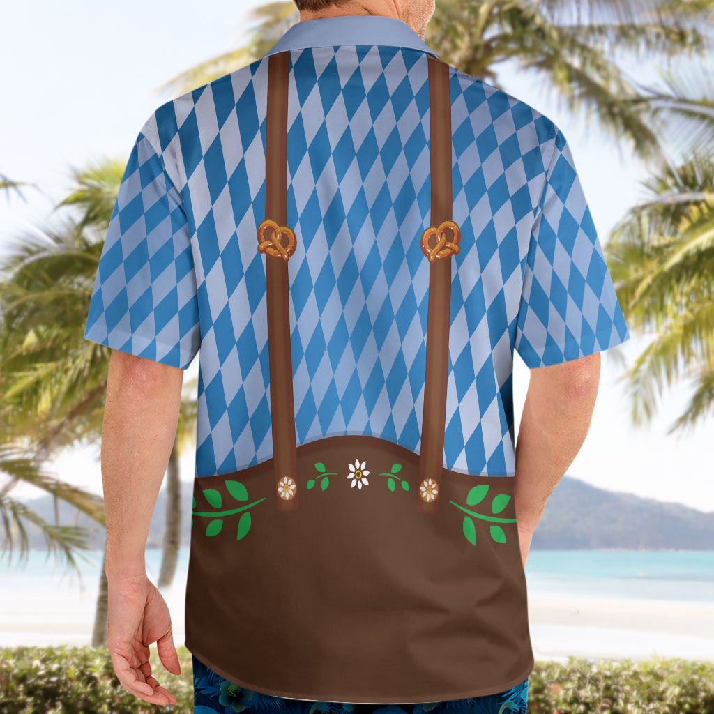 Lederhosen Oktoberfest Hawaiian Shirt Beers Bavarian Diamond Pattern
