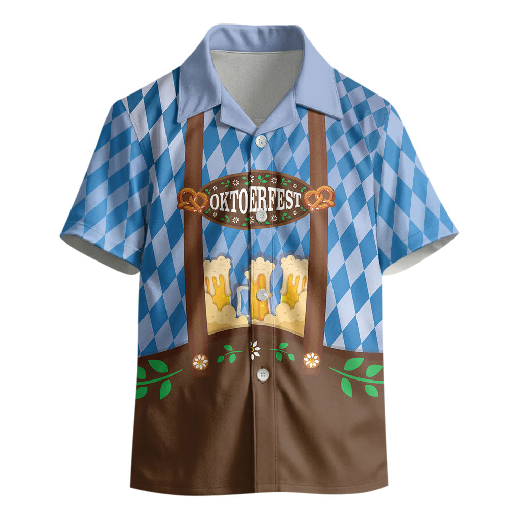 Lederhosen Oktoberfest Kid Hawaiian Shirt Beers Bavarian Diamond Pattern