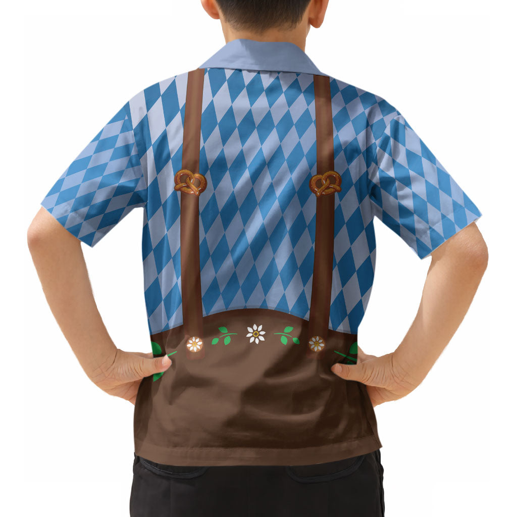 Lederhosen Oktoberfest Kid Hawaiian Shirt Beers Bavarian Diamond Pattern
