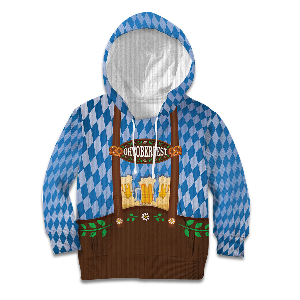 Lederhosen Oktoberfest Kid Hoodie Beers Bavarian Diamond Pattern