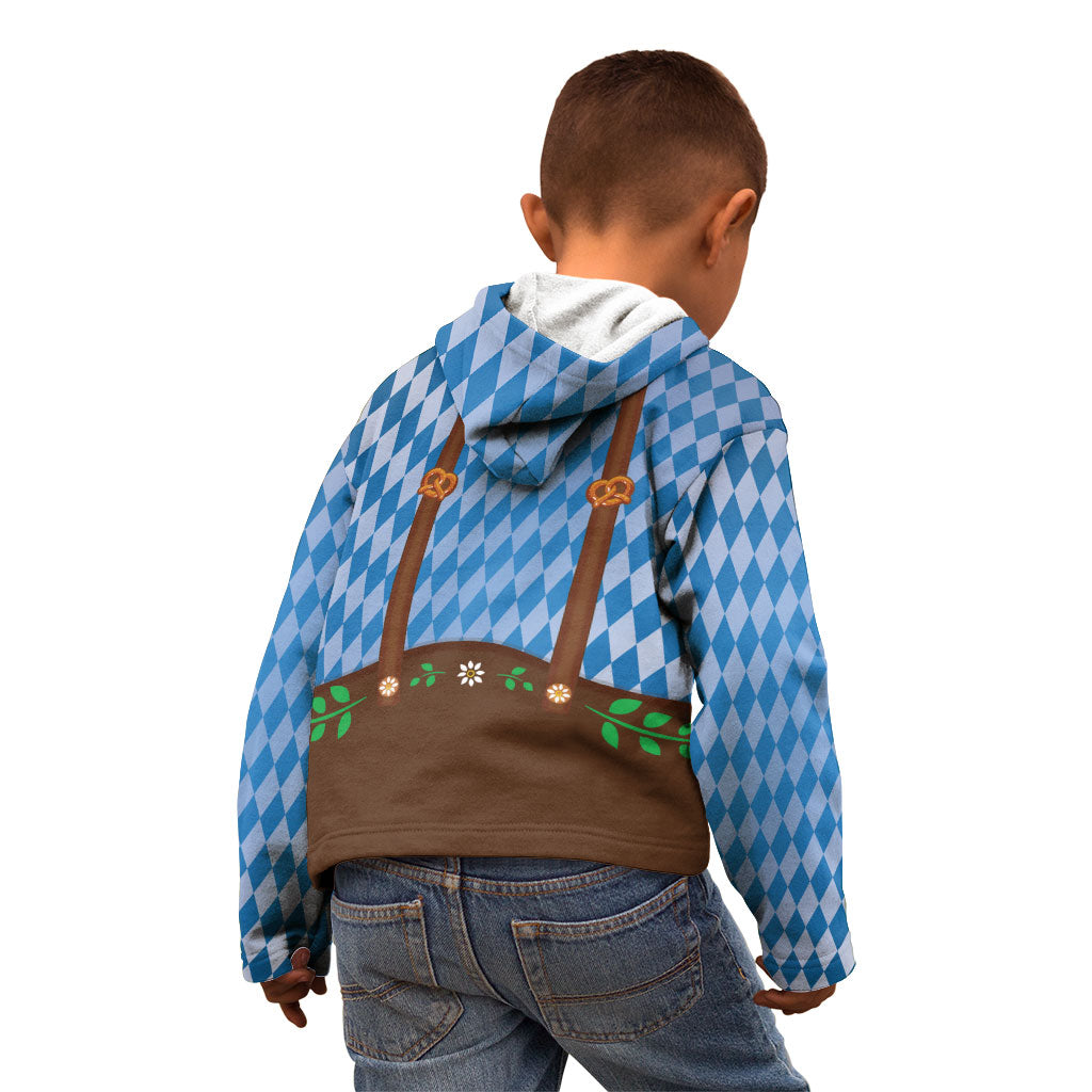 Lederhosen Oktoberfest Kid Hoodie Beers Bavarian Diamond Pattern