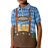 Lederhosen Oktoberfest Kid Polo Shirt Beers Bavarian Diamond Pattern