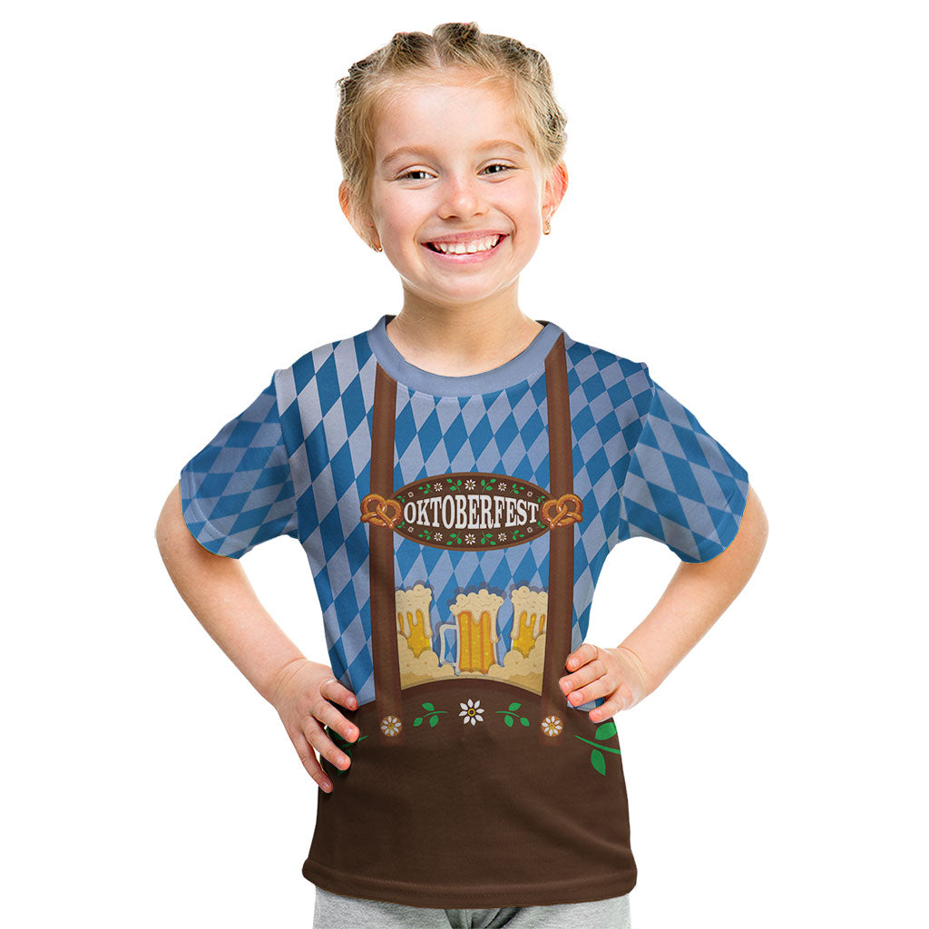Lederhosen Oktoberfest Kid T Shirt Beers Bavarian Diamond Pattern