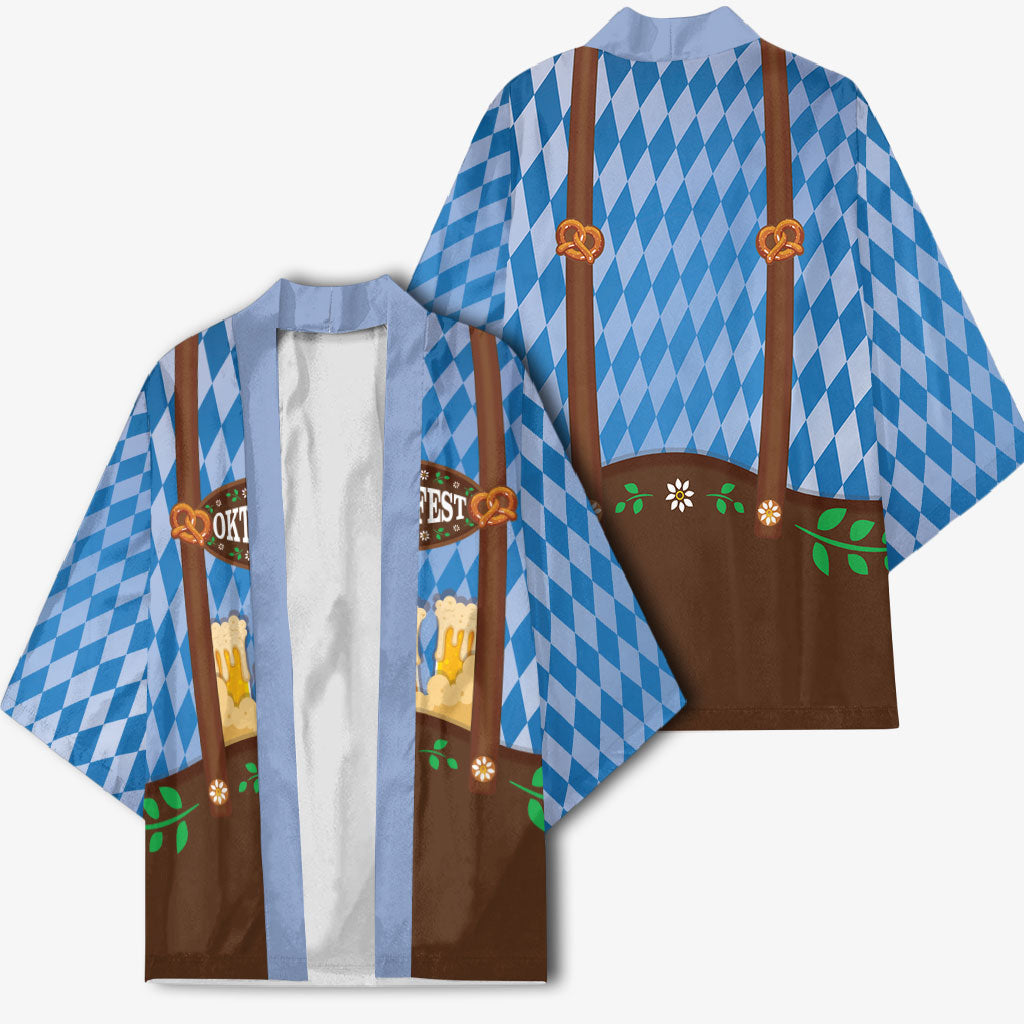Lederhosen Oktoberfest Kimono Beers Bavarian Diamond Pattern