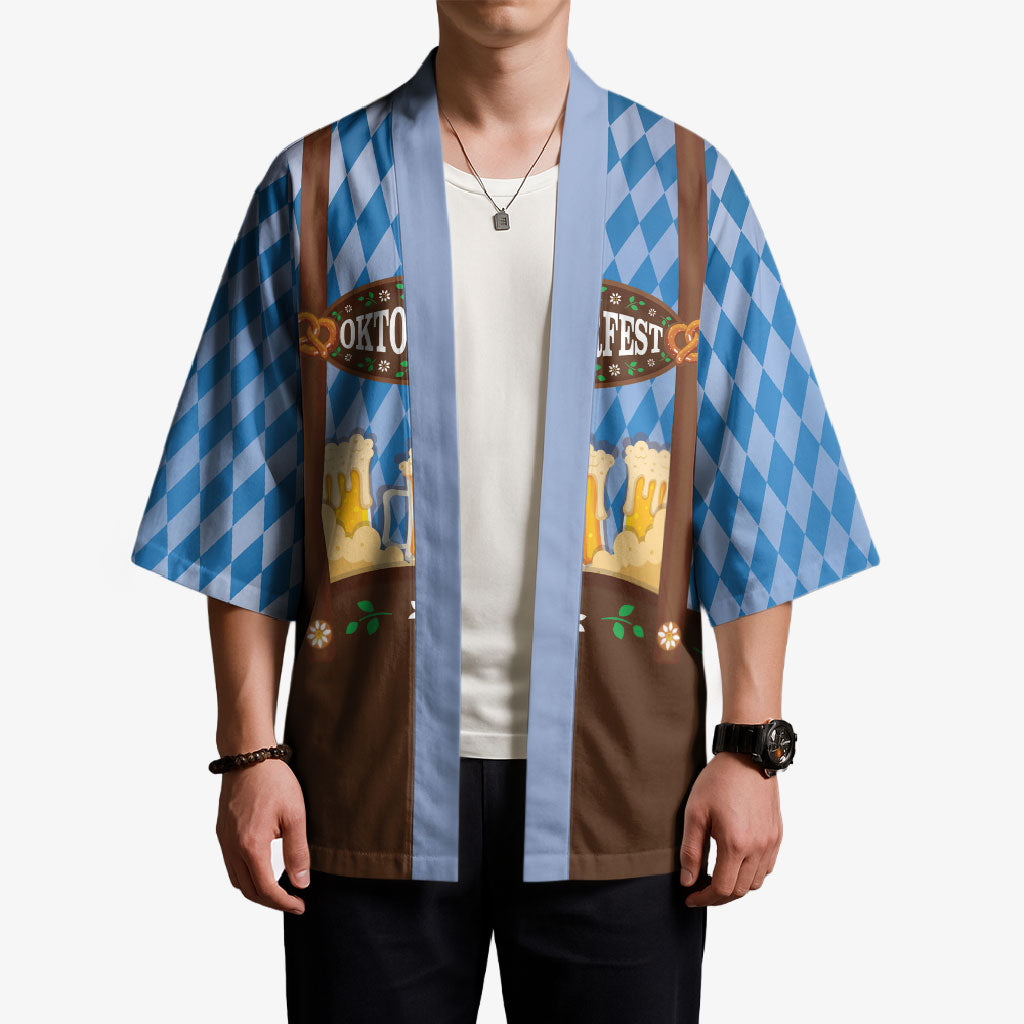 Lederhosen Oktoberfest Kimono Beers Bavarian Diamond Pattern