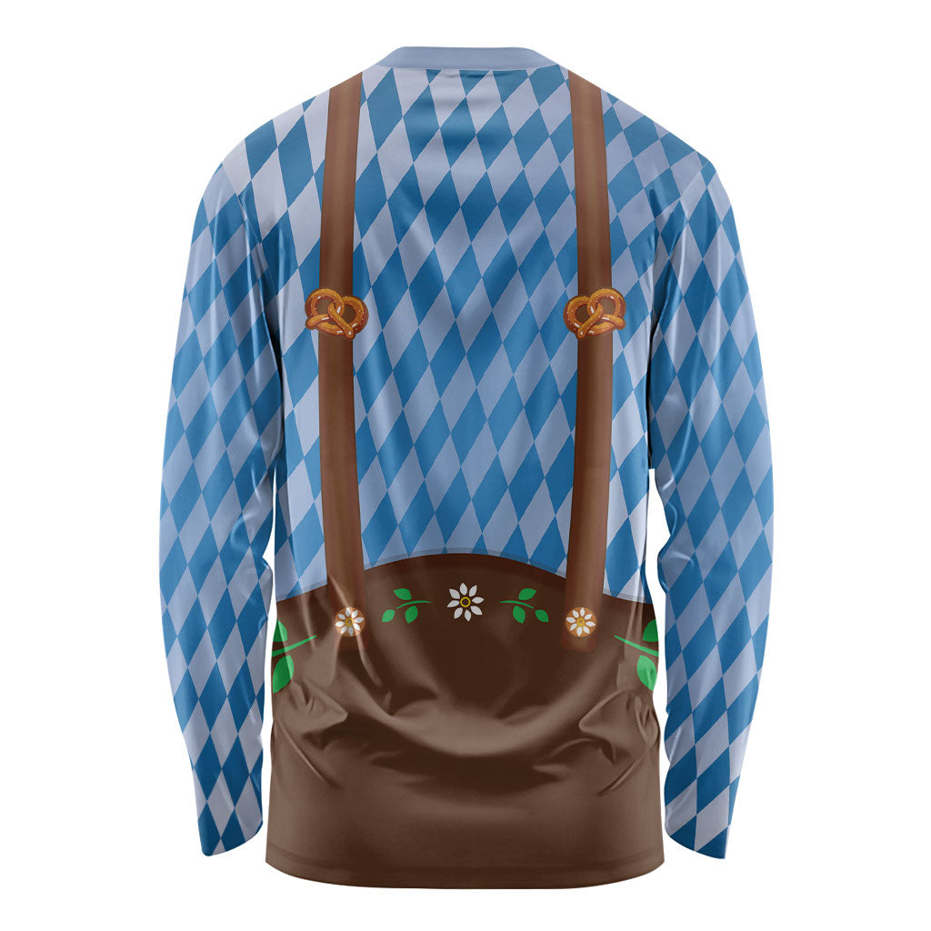 Lederhosen Oktoberfest Long Sleeve Shirt Beers Bavarian Diamond Pattern