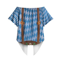 Lederhosen Oktoberfest Off Shoulder Wrap Waist Top Beers Bavarian Diamond Pattern