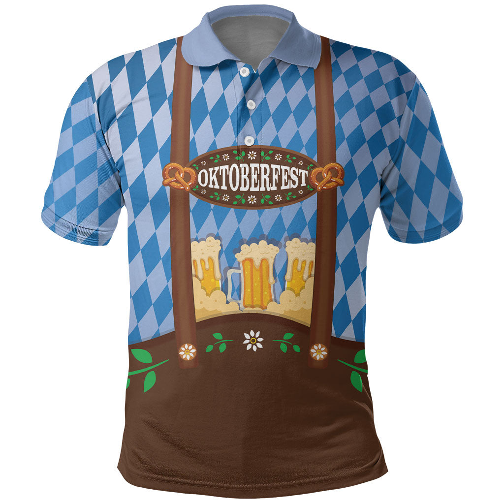 Lederhosen Oktoberfest Polo Shirt Beers Bavarian Diamond Pattern