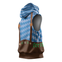 Lederhosen Oktoberfest Sleeveless Hoodie Beers Bavarian Diamond Pattern