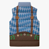 Lederhosen Oktoberfest Sleeveless Puffer Jacket Beers Bavarian Diamond Pattern