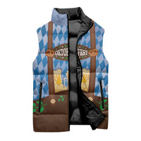 Lederhosen Oktoberfest Sleeveless Puffer Jacket Beers Bavarian Diamond Pattern