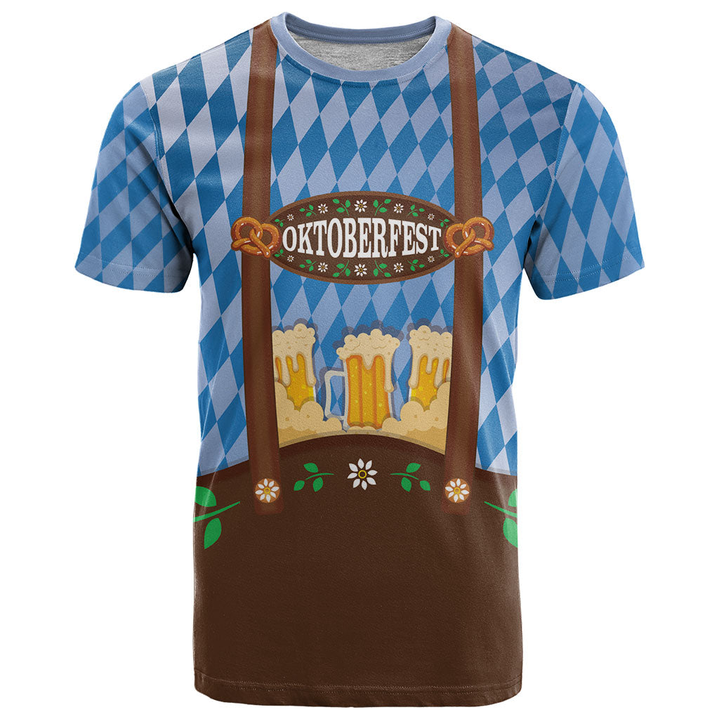 Lederhosen Oktoberfest T Shirt Beers Bavarian Diamond Pattern