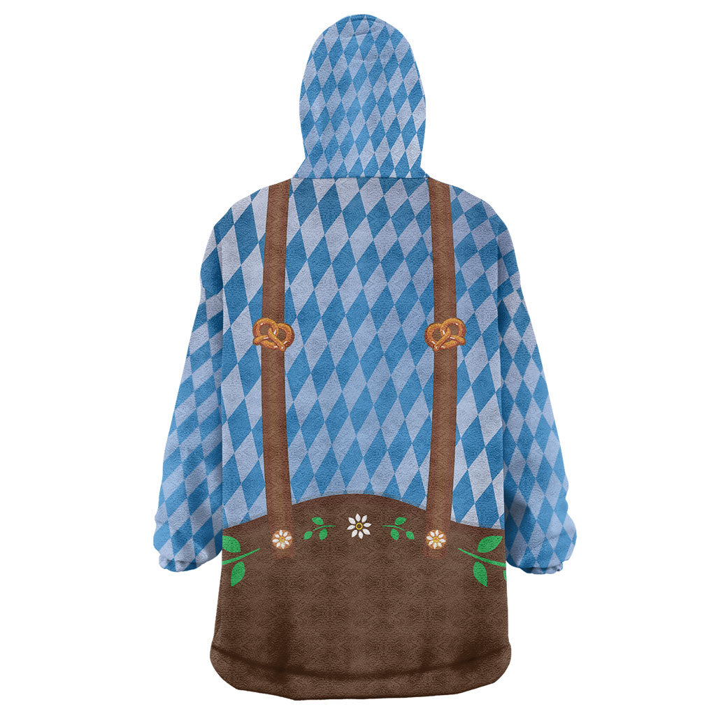 Lederhosen Oktoberfest Wearable Blanket Hoodie Beers Bavarian Diamond Pattern