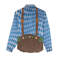 Lederhosen Oktoberfest Women Casual Shirt Beers Bavarian Diamond Pattern