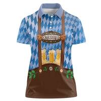 Lederhosen Oktoberfest Women Polo Shirt Beers Bavarian Diamond Pattern
