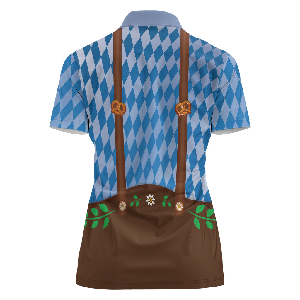 Lederhosen Oktoberfest Women Polo Shirt Beers Bavarian Diamond Pattern