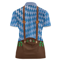Lederhosen Oktoberfest Women Polo Shirt Beers Bavarian Diamond Pattern