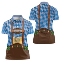 Lederhosen Oktoberfest Women Polo Shirt Beers Bavarian Diamond Pattern