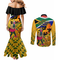 south-africa-heritage-day-couples-matching-mermaid-dress-and-long-sleeve-button-shirts-traditional-dancer-kente-pattern-with-flag-style