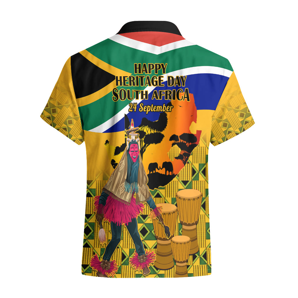 South Africa Heritage Day Hawaiian Shirt Traditional Dancer Kente Pattern With Flag Style - Wonder Print Shop