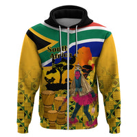 South Africa Heritage Day Hoodie Traditional Dancer Kente Pattern With Flag Style - Wonder Print Shop