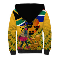 South Africa Heritage Day Sherpa Hoodie Traditional Dancer Kente Pattern With Flag Style - Wonder Print Shop