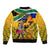 South Africa Heritage Day Sleeve Zip Bomber Jacket Traditional Dancer Kente Pattern With Flag Style - Wonder Print Shop
