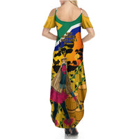 South Africa Heritage Day Summer Maxi Dress Traditional Dancer Kente Pattern With Flag Style - Wonder Print Shop
