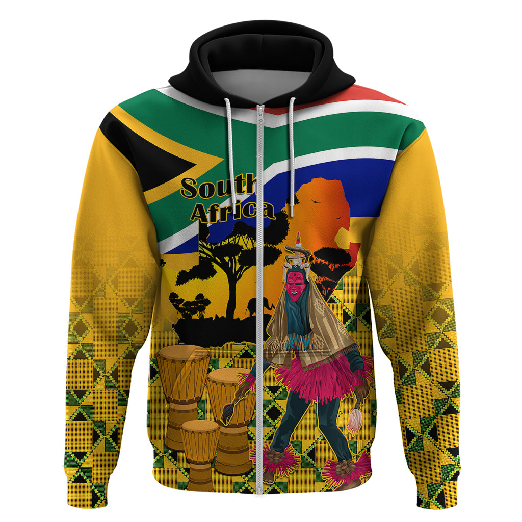 Personalised South Africa Heritage Day Hoodie Traditional Dancer Kente Pattern With Flag Style - Wonder Print Shop