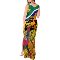 Personalised South Africa Heritage Day Tank Maxi Dress Traditional Dancer Kente Pattern With Flag Style - Wonder Print Shop