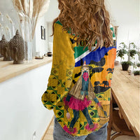 Personalised South Africa Heritage Day Women Casual Shirt Traditional Dancer Kente Pattern With Flag Style - Wonder Print Shop