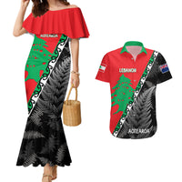 New Zealand And Lebanon Couples Matching Mermaid Dress and Hawaiian Shirt Silver Fern Maori With Cedar Tree Together - Wonder Print Shop