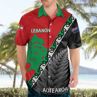 New Zealand And Lebanon Hawaiian Shirt Silver Fern Maori With Cedar Tree Together - Wonder Print Shop