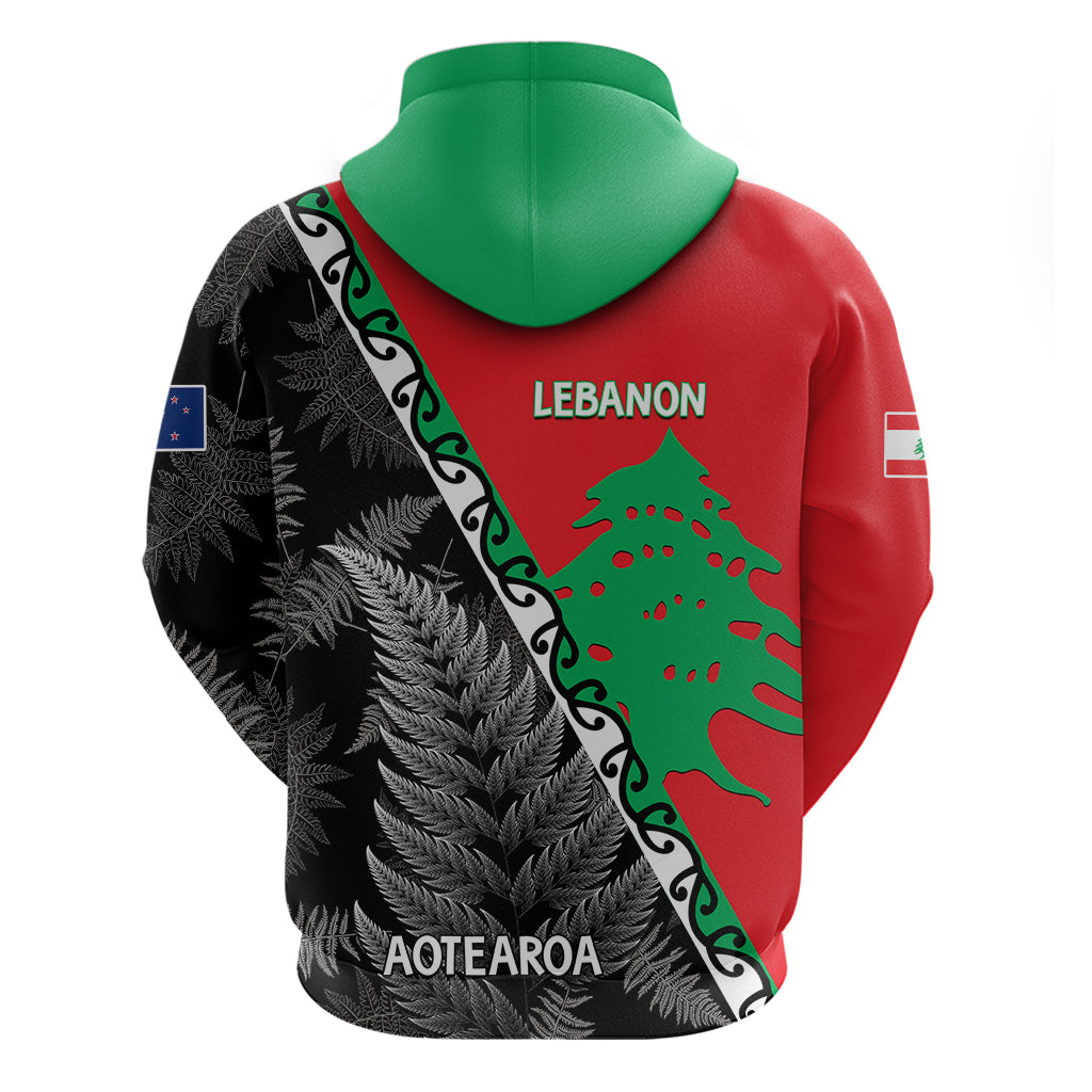 New Zealand And Lebanon Hoodie Silver Fern Maori With Cedar Tree Together - Wonder Print Shop