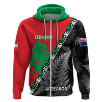 New Zealand And Lebanon Hoodie Silver Fern Maori With Cedar Tree Together - Wonder Print Shop