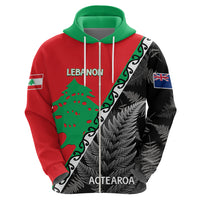 New Zealand And Lebanon Hoodie Silver Fern Maori With Cedar Tree Together - Wonder Print Shop
